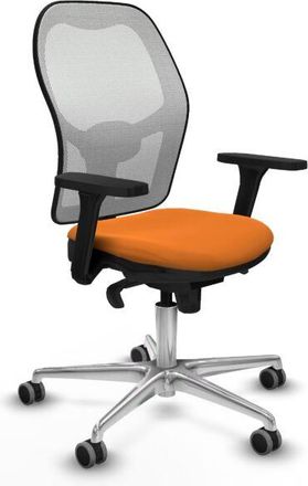 Piqueras y Crespo Piqueras Y Crespo - Jorquera Sincro Malla Blanca Similpiel Naranja Brazos 3d Base Aluminio Ruedas 65mm Engomada