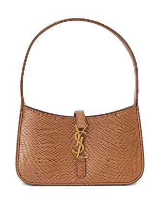 Saint Laurent logo-plaque leather shoulder bag - Brown