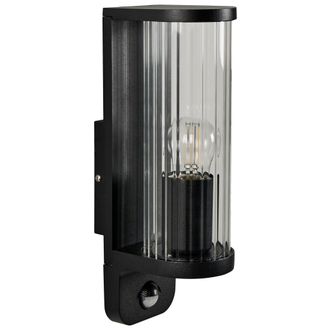 Beliani L&aacute;mpara De Pared Exterior Estilo Moderno Con Sensor De Movimiento De Aluminio Negro Mossat