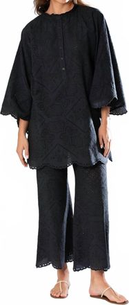 Miguelina Rowena Eyelet Top In Black