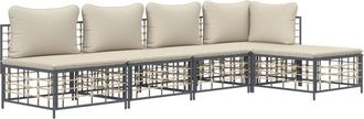 vidaXL Vidaxl - Juego De Muebles De Jard&iacute;n 5 Pzas Cojines Antracita Rat&aacute;n Pe