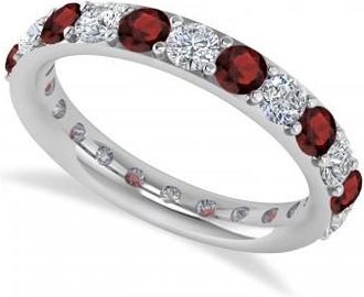 Allurez Diamond & Garnet Eternity Wedding Band 14k White Gold (2.00ct)