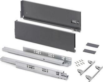 Emuca Caj&oacute;n Exterior Vertex Con Regulaci&oacute;n 3d De Altura 178mm, 40kg, Espesor De Tablero De 18mm, Profundidad 400mm, Acero, Gris Antracita - Emuca