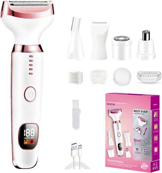OEM Depiladora El&eacute;ctrica Para Mujer, Afeitadora &Iacute;ntima 5 En 1 Para Mujer, Recortadora De Bikini El&eacute;ctrica Inal&aacute;mbrica Con Pantalla Led De Bater&iacute;a, Para Ce