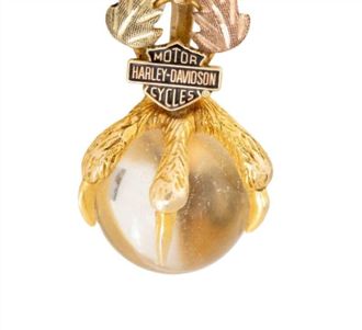 Harley-Davidson Womens Claw Crystal Ball Pendant In Yellow Gold