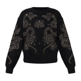 AllSaints Hoodies & sweatvesten, Dames, Zwart, XS, Katoen, Cecile Embellished Pippa Sweatshirt
