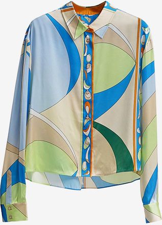 Herzen&rsquo;s Angelegenheit Kurzes Satin-Hemd mit geometrischem Muster