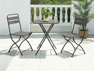 Vente-Unique Sala da pranzo da giardino pieghevole un tavolo L.60 cm e 2 sedie pieghevoli in Metallo Grigio antracite - MIRMANDE di MYLIA