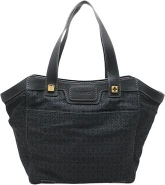 Loewe Pre-owned Tote Bags, female, Black, Size: ONE SIZE Pre-owned Nylon Canvas Tote Bag