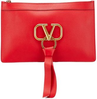 Valentino Garavani Red Color Clutch Bag (Pre-Owned)