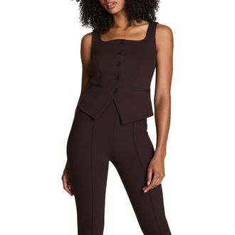 Spanx Ponte Button-Up Vest in Truffle Brown at Nordstrom, Size Small