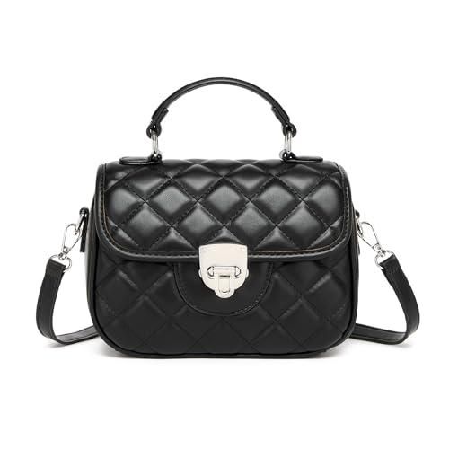 MISS LULU Sac Bandoulière Femme Noir Faux Cuir | Sac Épaule Messenger Chic Et Spacieux