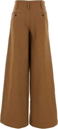Chlo&eacute; Womens Cotton Wide-Leg Trousers Brown