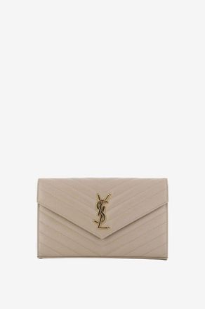 Saint Laurent Brieftasche mit Kettengurt aus gestepptem Leder Cassandre