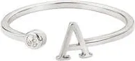 Adornia Cubic Zirconia Initial Adjustable Band Ring in Silver-A at Nordstrom Rack