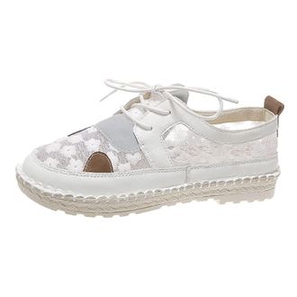 Generic Women Wide Fit Walking Shoes Ladies Platform Plantar Fasciitis Trainers Women Casual Shoes Soft Sole Flat Hollow Breathable Mesh Fashion Casual Soft S