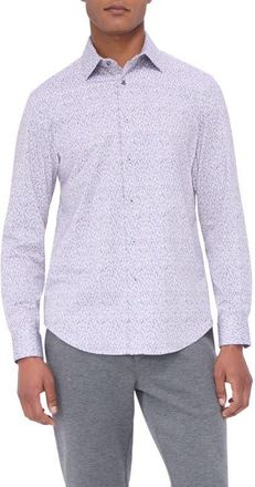 Bugatchi Jimmy OoohCotton Abstract Print Button-Up Shirt in Cabernet at Nordstrom, Size Xxx-Large