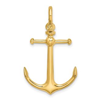 Diamond2Deal 14k Yellow Gold 3-D Anchor Shackle Bail Charm
