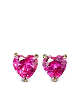 Anabela Chan 18kt goud vermeil mini Heart ruby stud oorbellen