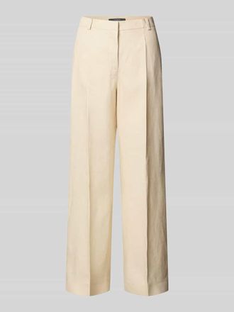 Max Mara Wide Leg Leinenhose mit B&uuml;gelfalten Modell MALIZIA in Sand, Gr&ouml;&szlig;e 38