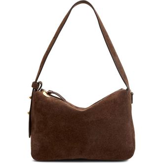 Clare Vivier Fleurine Suede Shoulder Bag in Chocolate at Nordstrom