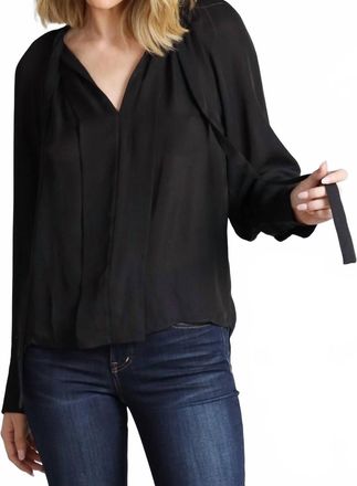 Lola & Sophie Womens Tie Neck Blouse In Black