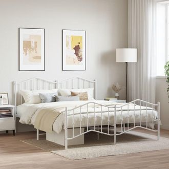 Berkfield Home Metal Bed Frame with Headboard & Footboard White 183x213 cm