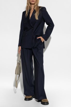 Officine Générale Wool Trousers, Womens, Navy Blue