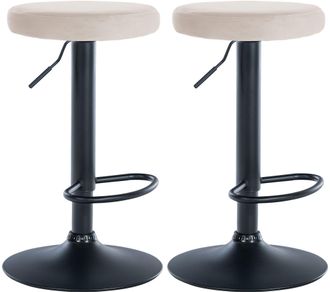 Clp Clp - Set De 2 Taburetes De Bar Ponte En Terciopelo Crema Metal Negro Mate