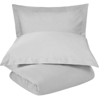 Superior Solid 300 Thread Count Sateen Duvet Cover & Shams Set in Platinum at Nordstrom Rack, Size King/california King