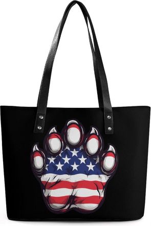 Generic 4th of July Paw Print Tote Bags for Women Cute Shoulder Purses Handbags