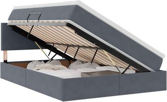 vidaXL Bed with Mattress with LED Dark Grey 140 x 190 cm Velvet vidaXL