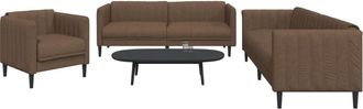 vidaXL Juego De Sof&aacute;s 3 Piezas Tela Marr&oacute;n Vidaxl