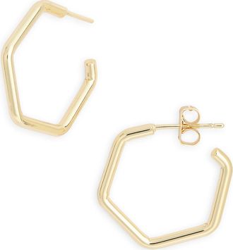 Nordstrom Rack Demi Fine Hexagonal Hoop Earrings in Gold at Nordstrom Rack