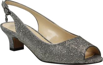 J. Rene&eacute; Jenvey Slingback Sandal in Pewter Fabric at Nordstrom, Size 10.5