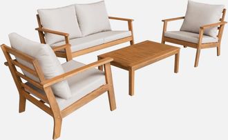 Sweeek Conjunto De Jard&iacute;n De Madera De Acacia, 4 Plazas