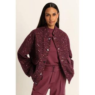Expresso jasje met pailletten donkerrood