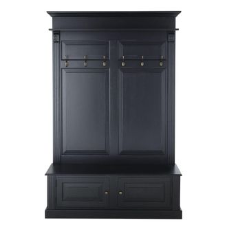 Maisons du monde Mueble zapatero con banco, perchero y estante negro, 139 cm