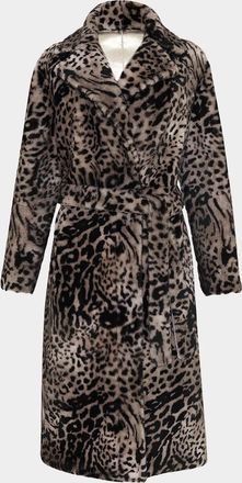 Gorski Reversible Select Animal-Print Shearling Coat w/ Belt