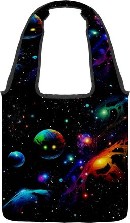 Generic Aesthetic Galaxy Sky Reversible Canvas Shoulder Tote - Double-Sided Print, 12oz Cotton, 27cm Drop, Fold-Flat Bag for Travel, Shopping, Street Outings