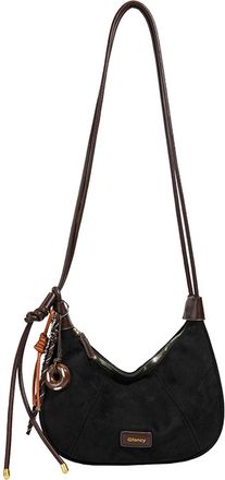 Generic Women PU Crossbody Bag Solid Color Hobo Bag Underarm Bag for Daily Use (Black)