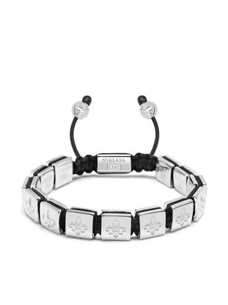Nialaya engraved beaded bracelet - men - Nylon/Sterling Silver - L