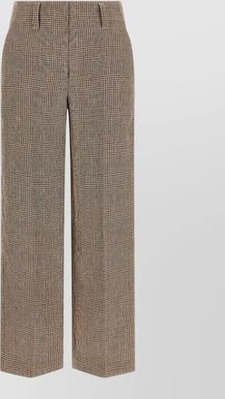 Brunello Cucinelli linen prince of wales slightly flared trousers