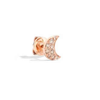 Dodo ORECCHINO STUD LUNA ORO ROSA & DIAMANTI BROWN