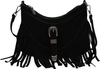 Generic Faux Suede Retro Armpit Bag Versatile Shoulder Bag Casual Work Sling Bag (Black)