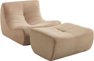 Sweeek Sill&oacute;n envasado al vac&iacute;o de terciopelo de pana fina con reposapi&eacute;s