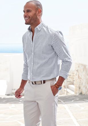 John Devin Langarmhemd JOHN DEVIN Regular Fit, Herren, Gr. XXL (45/46), N-Gr, grau, gestreift, Web, Obermaterial: 100% Baumwolle, gestreift, regular fit normal, 