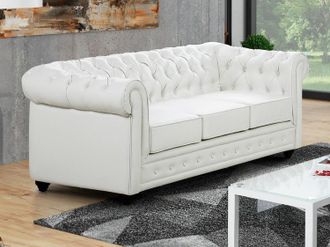 Vente-Unique Divano CHESTERFIELD 3 posti in similpelle Bianco