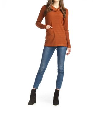 Papillon Knit Cowl Neck Sweater In Rust