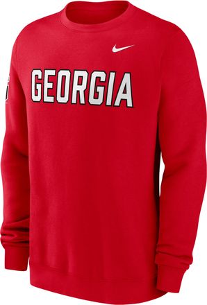 Nike Georgia Sideline Club Nike Mens College Pullover Crew in Red | 02TT65NUGV-R0M